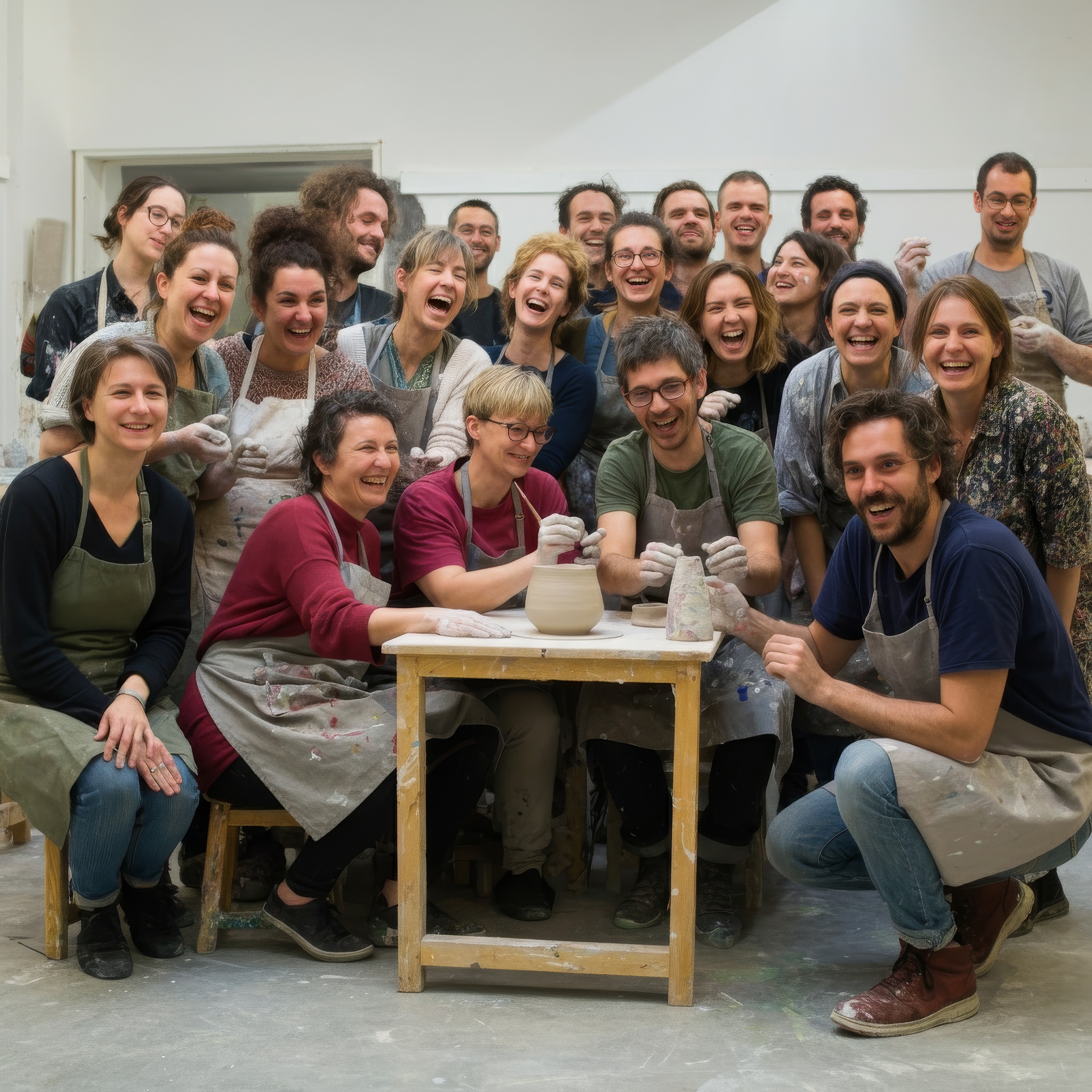 Gruppenfoto eines Töpferkurses